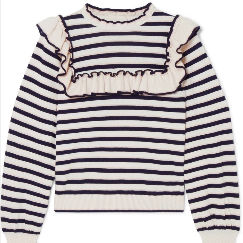 Ulla Johnson Navy, pink and Cream Striped Sweater small petite
